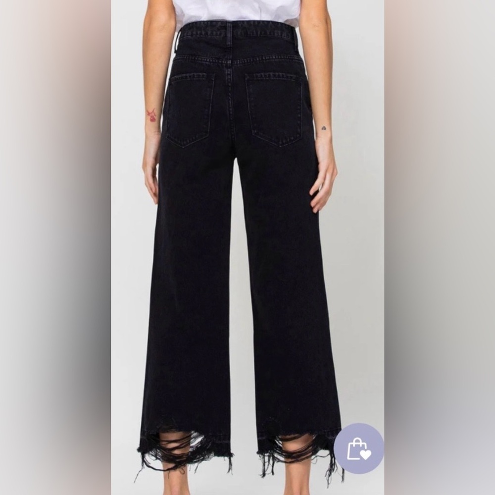 Vervet distressed Wide Leg Black Jeans. - Picture 4 of 13